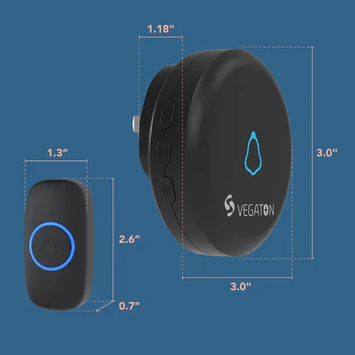 Vista 2 de Kits de timbre inalámbrico con nivel de impermeabilidad IP55, rango de 500 pies, 5 niveles de volumen con 32 timbres de puerta, flash LED