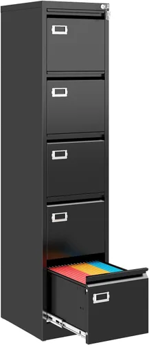 Vista 22 de Archivador de 2 cajones con cerradura, archivador vertical móvil para colgar carpetas tamaño A4/carta/legal, debajo del escritorio, pequeños