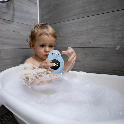 Vista 6 de Monitor de temperatura de baño para bebé, sensor de bañera, medidor impermeable Termómetro digital de piscina, pantalla flotante linda para bañera