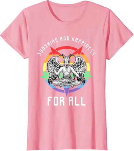Vista 13 de Funny Sunshine and Happiness for All LGBT Gay Pride Baphomet Camiseta Negro