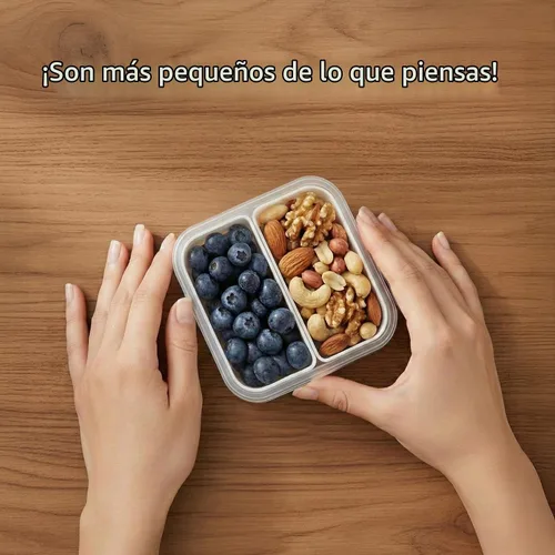 Vista 6 de Recipientes pequeños de 2 compartimentos, mini recipientes para aperitivos para mini refrigerador, pequeños recipientes divididos
