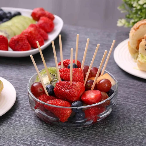 Vista 5 de 200 PIEZAS pinchos de bambú, palitos de comida de 6 pulgadas para aperitivos, frutas, brochetas a la parrilla, palillos de cóctel para bebidas