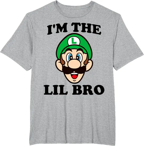 Vista 28 de Super Mario Camiseta de retrato Luigi I'm The Lil Bro, Blanco