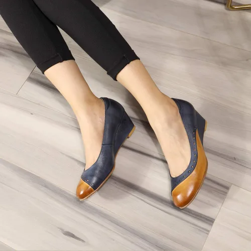 Vista 5 de Mona flying - Tacones de punta de estilo formal para la oficina, de piel auténtica y tacones de altura mediana para mujeres