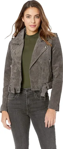 Vista 3 de [BLANKNYC] Ropa de lujo para mujeres, chaquetas de motocicleta de cuero de gamuza recortadas, abrigos cómodos y elegantes Blondie
