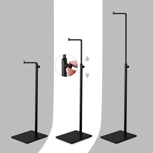 Vista 4 de Soporte para bolsa de gancho colgante - Juego de 2 soportes de exhibición de bolso negro de altura ajustable