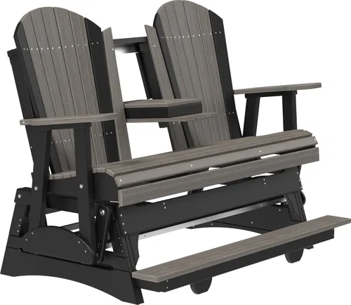 Vista 7 de LuxCraft Adirondack Balcony Glider - 5 pies con consola desplegable (Aruba en negro)