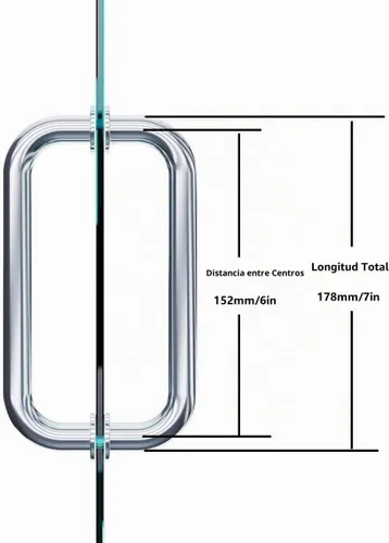 Vista 3 de Manija de puerta de ducha de acero inoxidable de 6 pulgadas De espalda con espalda, acero inoxidable, antideslizante, fácil de instalar, larga vida