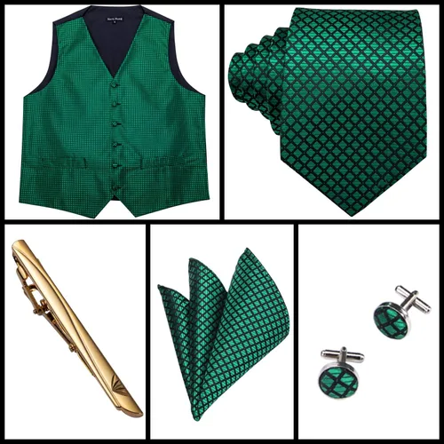 Vista 3 de Barry.Wang Chaleco formal para hombre, diseño de cachemira, jacquard, de seda, para boda, 5