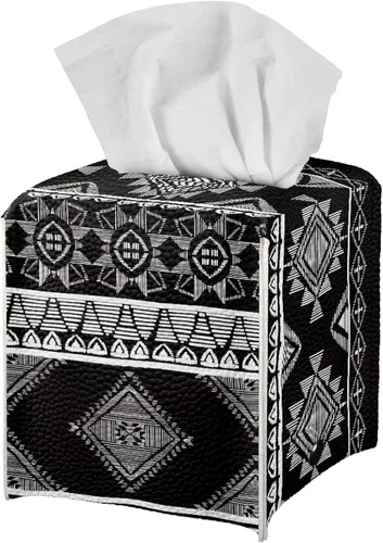 Vista 11 de ZFRXIGN Caja de pañuelos de hongos estética, funda cuadrada de piel sintética, organizador con cinturón inferior para tocador, encimera, mesita
