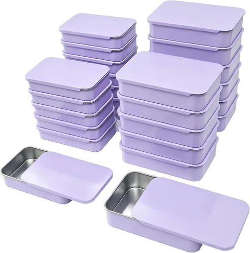 Vista 8 de Goodma 24-Pack contenedores de metal con tapa deslizante rectangular para dulces, joyas, manualidades, píldoras, bálsamo labial, kit de Negro