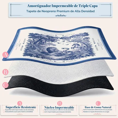 Vista 7 de American Mahjong Mat and Racks Set: 31.5" x 31.5" Neopreno impermeable Jungle Mono