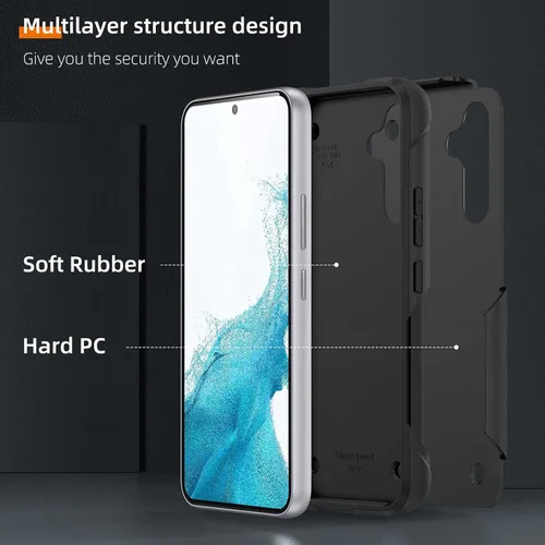 Vista 2 de Funda para Galaxy S25, resistente de doble capa de policarbonato duro y silicona suave, resistente a prueba de golpes, funda protectora para Samsung