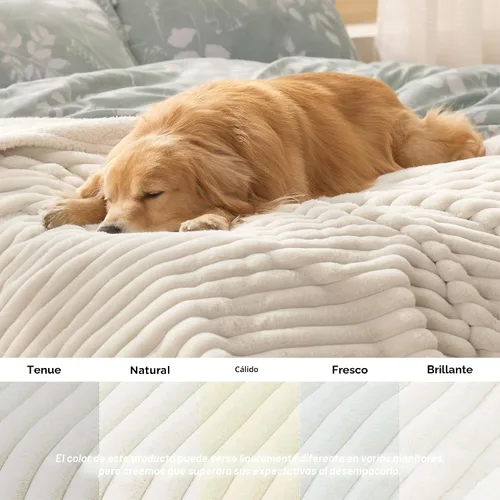 Vista 5 de Bedsure ComfyFleece® - Mantas impermeables para perros pequeños Crema