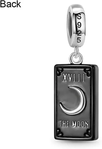 Vista 2 de GNOCE The Moon - Abalorio de plata de ley 925 chapado en negro para pulseras y collares joyería de regalo para mujeres niñas esposa hija Plata