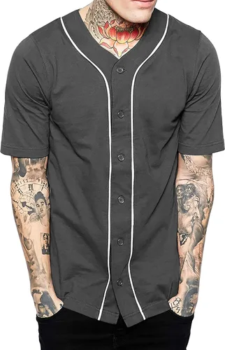 Vista 10 de Hat and Beyond camiseta de béisbol para hombre con botones hipster hip hop