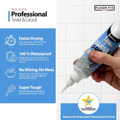 Vista 7 de Floor-Fix Pro Twist & Grout Kit de reparación – Reparación de lechada impermeable premezclada & Alternativa de bolígrafo de pintura de lechada