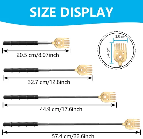 Vista 3 de SinLoon 5 Pack Telescoping Back Scratcher, Gift Manual Back Scratchers, Metal Portable Extendable Back Scratcher, Stainless Steel Back Massager Tool