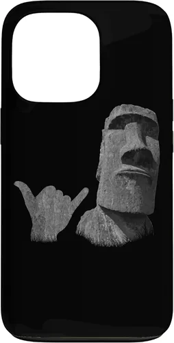 Vista 10 de Funny Easter Island Rapa NUI Moai Statue Surfer Shaka Sign Case for iPhone 16