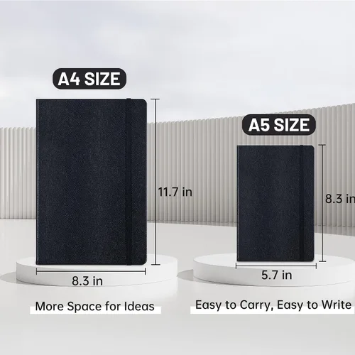 Vista 7 de Paquete de 2 cuadernos rayados de tapa dura de cuero para hombres y mujeres, 160 páginas cada uno, papel grueso de 3.53 oz/m², cuaderno para trabajo