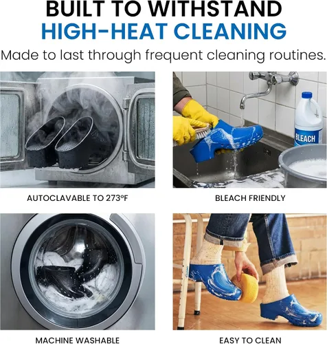 Vista 4 de CALZURO Zuecos de Trabajo Clásicos Sin Agujeros - Zuecos de Enfermería Unisex - Zapatos Antideslizantes - Zapatos de Cocina de Goma Autoclavables