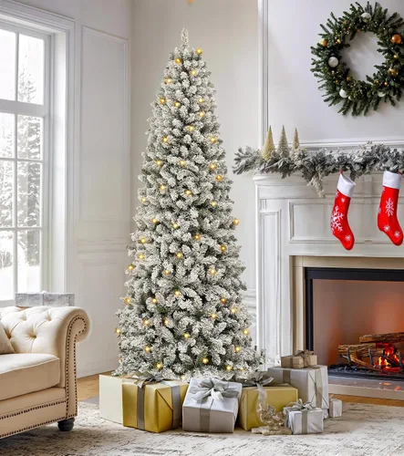 Vista 14 de DWVO Árbol de Navidad preiluminado de 7.5 pies con 350 LED de doble color Negro