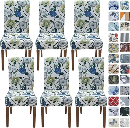 Vista 16 de SPRINGRICO Juego de 4 fundas para sillas de comedor, fundas elásticas para sillas de comedor, de elastano lavables, fundas para sillas Parsons
