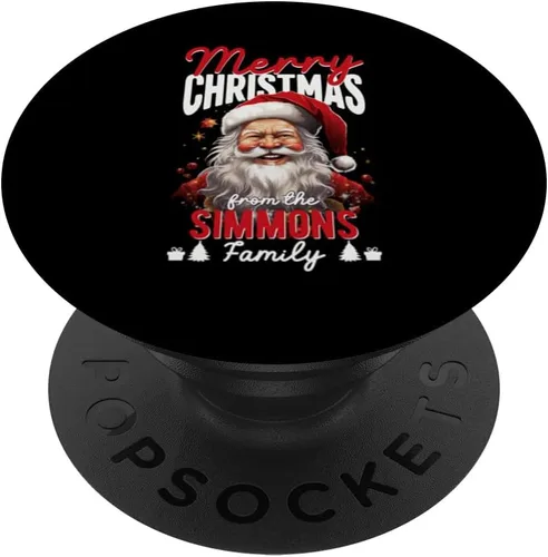 Vista 6 de Merry Christmas From The Simmons Family Santa Claus Costume PopSockets MagSafe PopGrip for iPhone