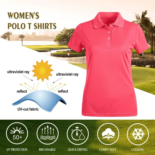 Vista 5 de MOHEEN Women's Quick Dry Short Sleeve Polo Shirts Moisture Wicking Performance Athletic Golf Polo