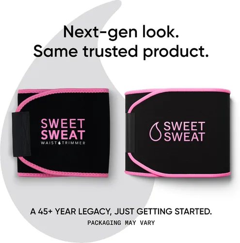 Vista 2 de Sports Research® Paquete de reductor de cintura Sweet Sweat (negro/rosa, pequeño) y gel para entrenamiento (aroma tropical)