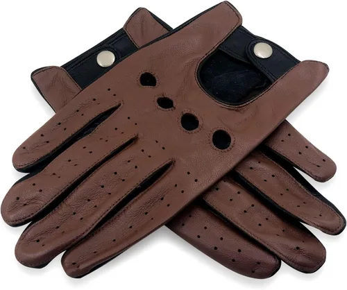 Vista 6 de ZLUXURQ Guantes de conducción profesionales de piel sin forro para hombre, piel de cordero italiana suave y fina
