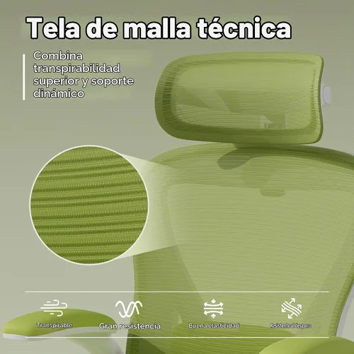 Vista 8 de SeekFancy Silla de oficina ergonómica con espuma viscoelástica, silla de Verde