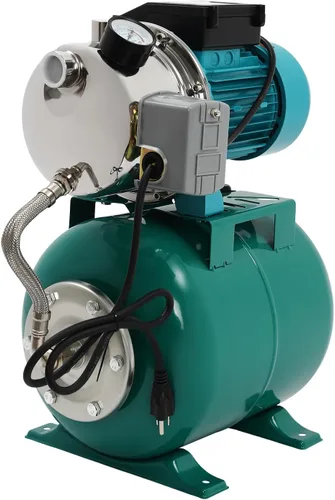 Vista 3 de Bomba de pozo poco profundo 1HP con tanque de presión, cabeza máxima de 148 pies, bomba de riego de acero inoxidable de 800 GPH con interruptor