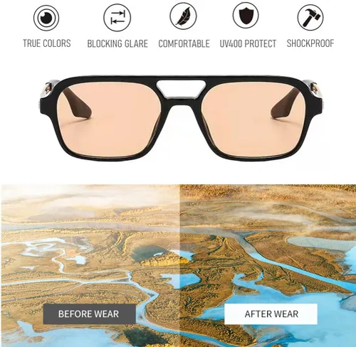 Vista 3 de BAWUYI Gafas de sol estilo aviador cuadradas retro de los años 70 para mujeres y hombres, de moda, vintage, planas, estrechas, tintadas, UV400