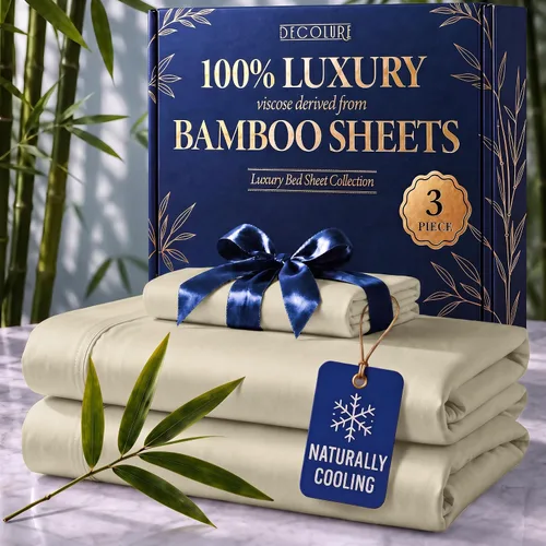 Vista 32 de DECOLURE Sábanas 100% Viscosa Derivada de Bambú Tamaño Individual - Sábanas de Lujo de 3 Piezas Naturalmente Refrescantes, Juego de Cama Ultra Suave