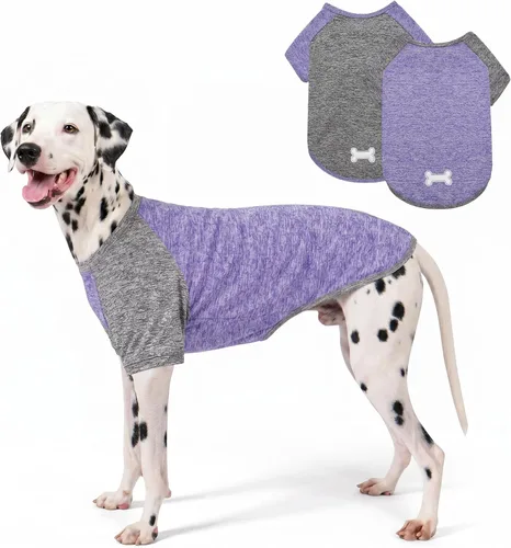 Vista 10 de KYEESE Paquete de 2 camisas para perro con mangas, camisetas ligeras de protección solar de secado rápido para perros pequeños con piel sensible