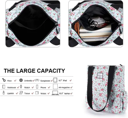 Vista 5 de KAMO - Bolsa de viaje con diseño floral, impermeable, ligera, para senderismo, yoga, gimnasio, natación, viajes, playa