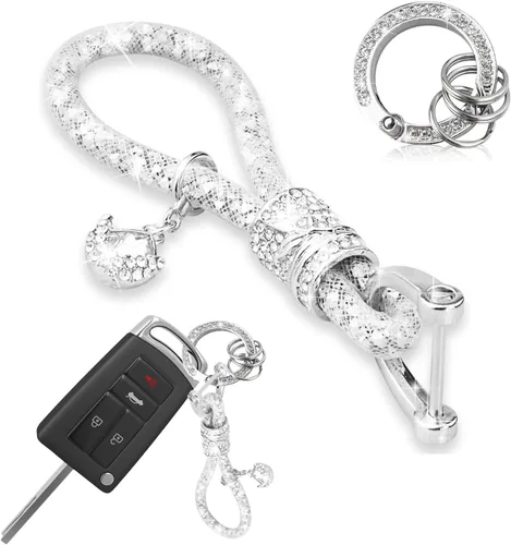 Vista 9 de Ziciner Llavero de cristal brillante para mujeres y niñas, llavero de automóvil con purpurina, accesorios universales para llavero (verde)