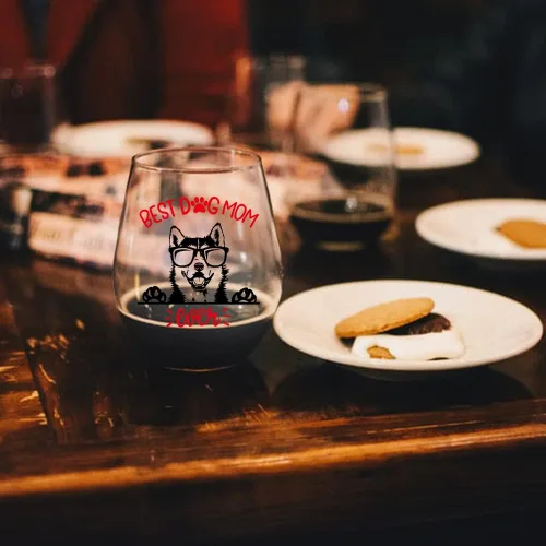 Vista 4 de Perfectin - Vaso de vino con texto en caja de regalo, con temática de perro, regalo para amantes de los perros