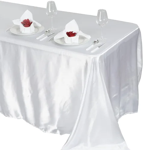 Vista 14 de BalsaCircle Mantel rectangular de satén beige de 90 x 132 pulgadas para mesa de boda, fiesta, recepción, eventos, cocina y comedor