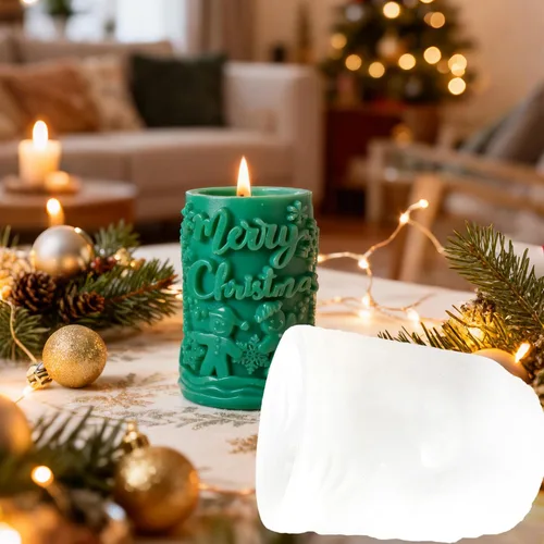 Vista 4 de 1 molde de vela de Navidad, kit de moldes de silicona de resina de Navidad de muñeco de nieve, silicona en forma de Navidad 3D, molde de silicona