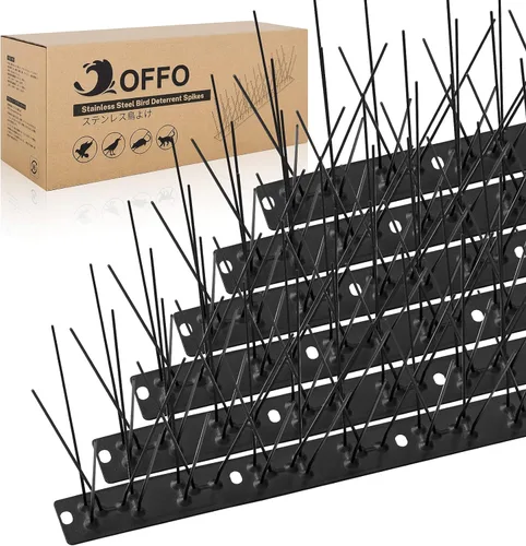 Vista 12 de OFFO Púas para pájaros, púas de paloma de acero inoxidable 304 premontadas para exterior, cubren 10.8 pies, fácil instalación para techo, balcón
