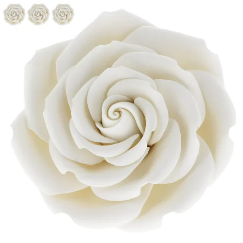 Vista 7 de Global Sugar Art Rosas Rebecca blancas grandes, 3 pulgadas, rosas de pasta de goma Blanco 3 pulgadas