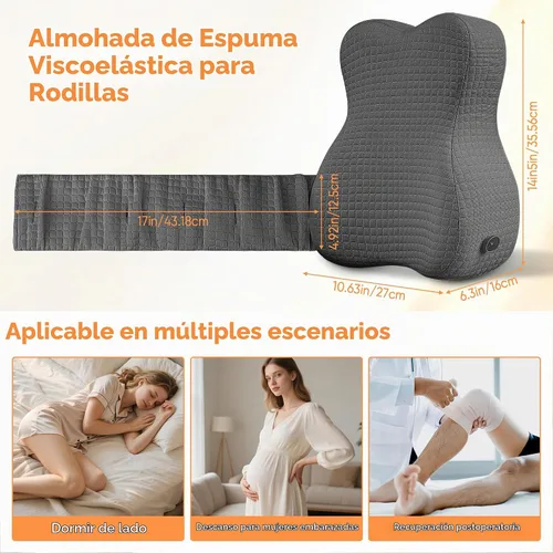 Vista 2 de Almohada de rodilla para dormir de lado, almohada de piernas para dormir de lado, alivio del dolor de ciática, cadera con espuma viscoelástica