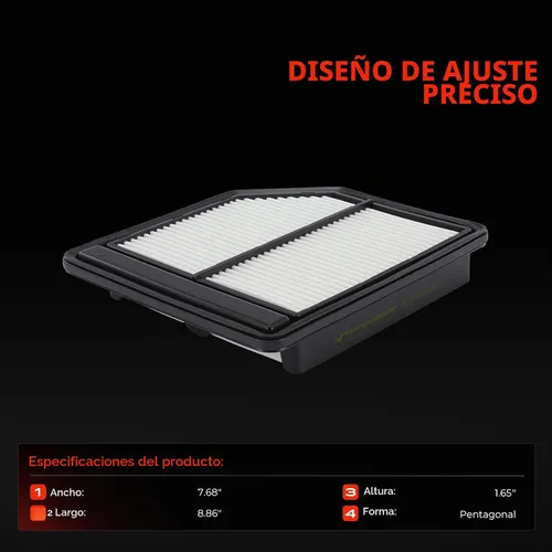 Vista 2 de Filtro de Aire de Motor A-Premium Compatible con Honda Civic 2006 2007 2008 2009 2010 2011, L4 1.8L, Panel Rígido, Reemplazo# 17220RNAA00