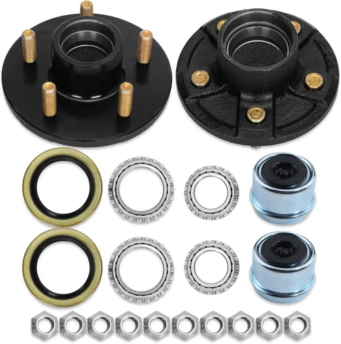 Vista 8 de Juego de 2 kits de cubo de remolque de 4 orejetas para 2000 libras, cubo de remolque de 4×4" apto para ejes de remolque de 1" y 1"-1/16", cubo