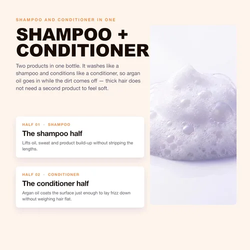 Vista 3 de Morfose Champú de aceite de argán para cabello seco y grueso, champú nutritivo de argán marroquí sin sulfatos, champú suavizante para cabello