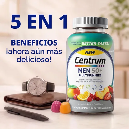 Vista 2 de Centrum MultiGummies de plata para hombres de 50 años, 140