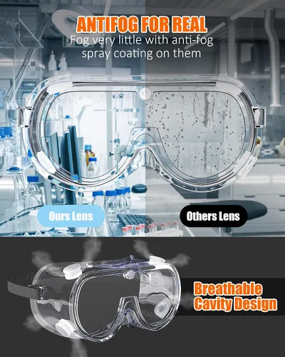 Vista 2 de Gafas de seguridad antivaho con ventilación indirecta para laboratorio sobre lentes