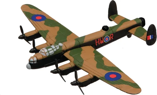 Vista 2 de Corgi Diecast Flying Aces Avro Lancaster Miniature Scale Display Model Aircraft CS90651, verde y marrón